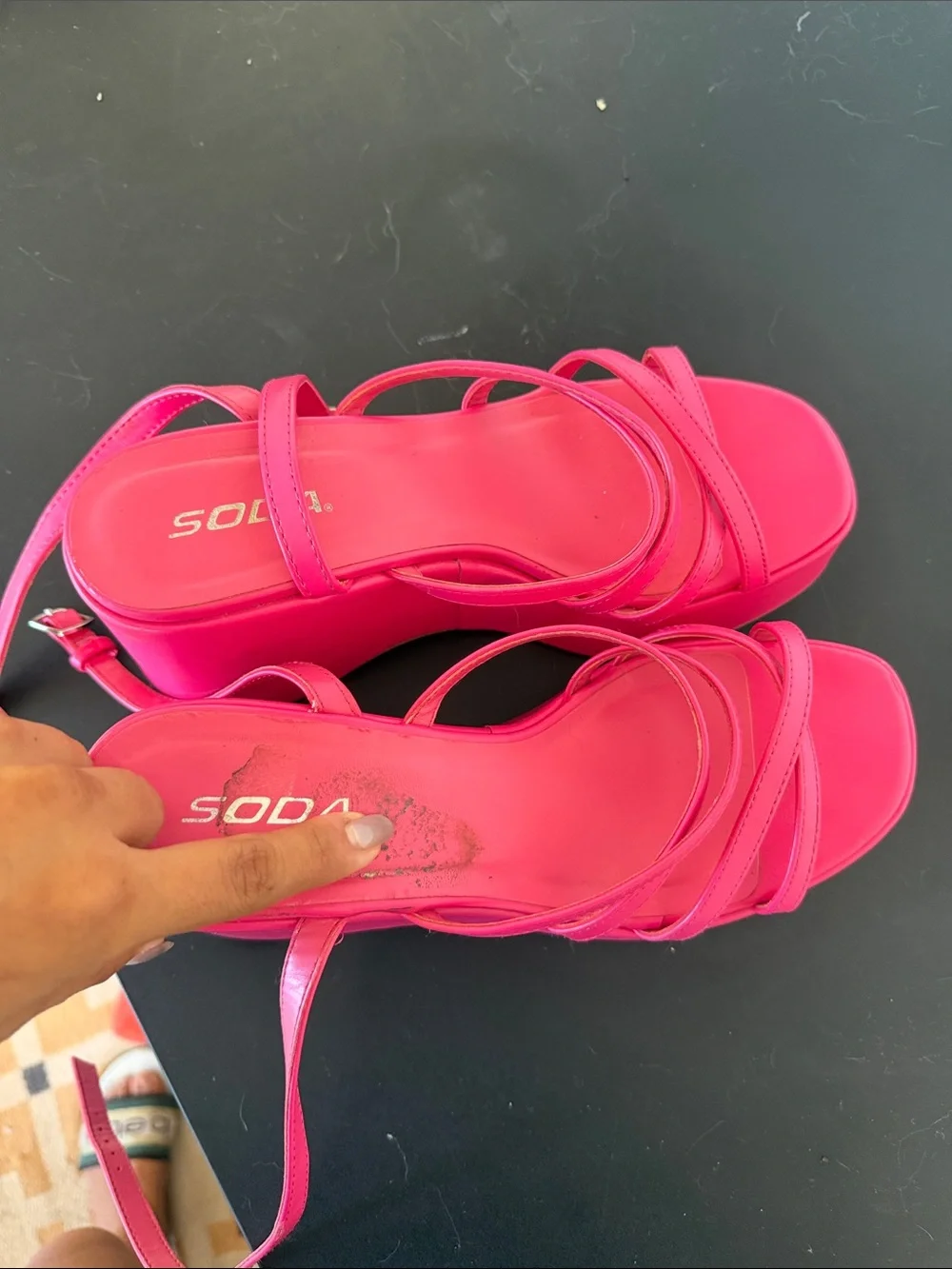 Soda Bright Pink Strappy Platform Sandals